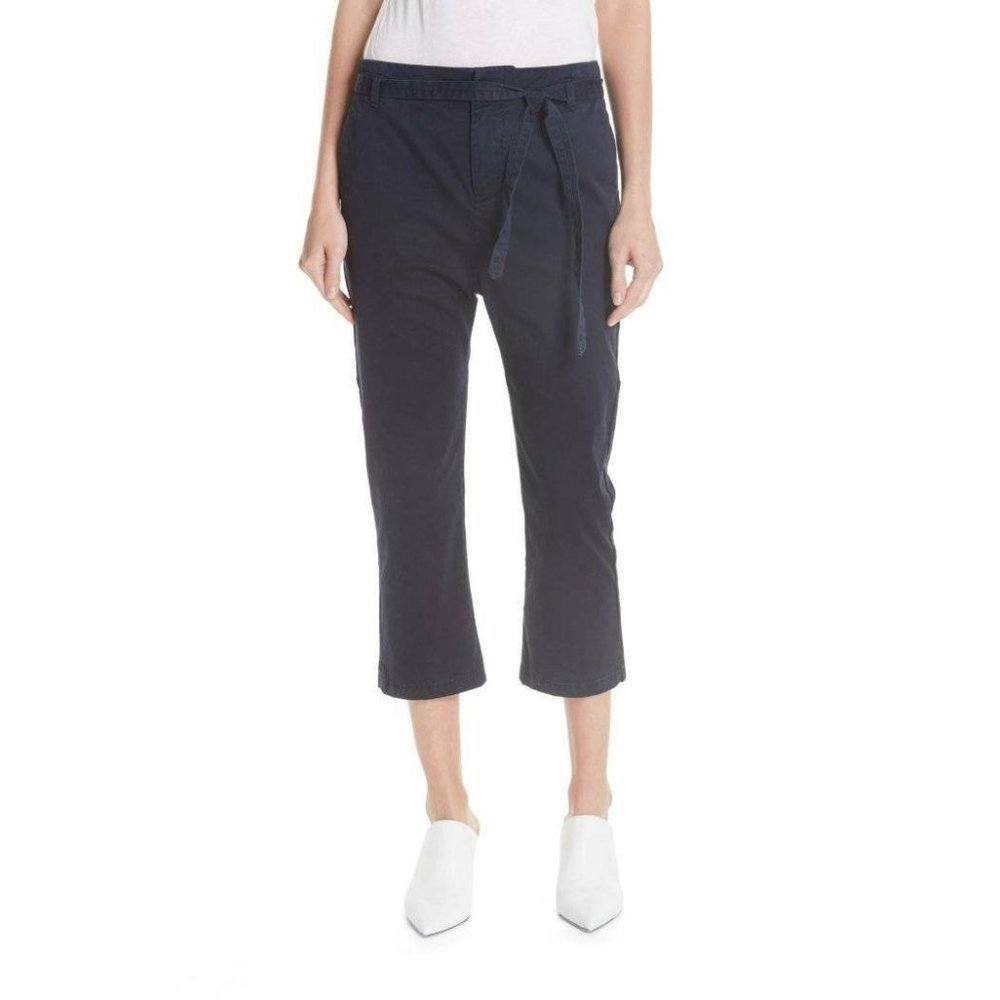 Joie Demarius Belted Crop Pants Cotton Blue size 2